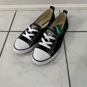 NWT Women’s Black Converse All Star Dainty Ballet Lace Slip On Shoes 7